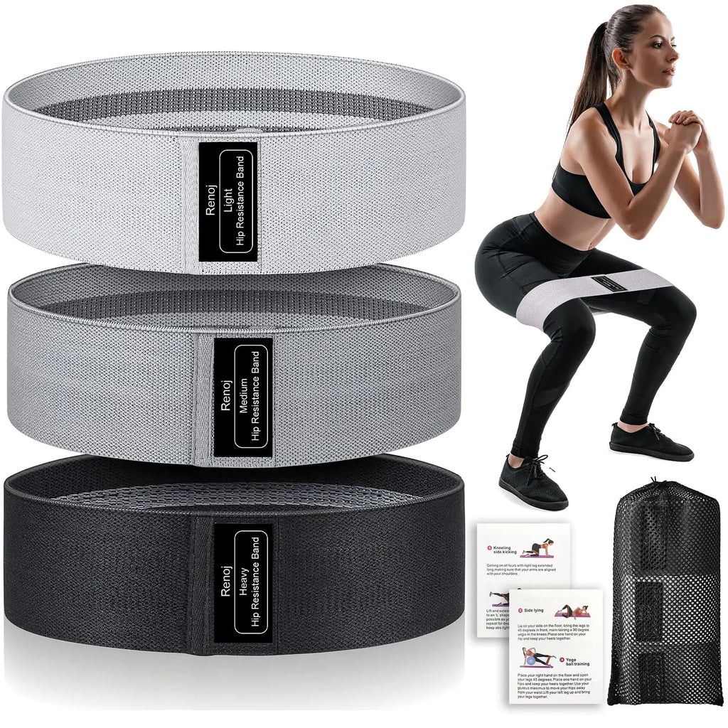 Renoj Resistance Bands Exercise Workout Bands for Women and Men 3 Set of Stretch Bands for Booty Legs Pilates Flexbands