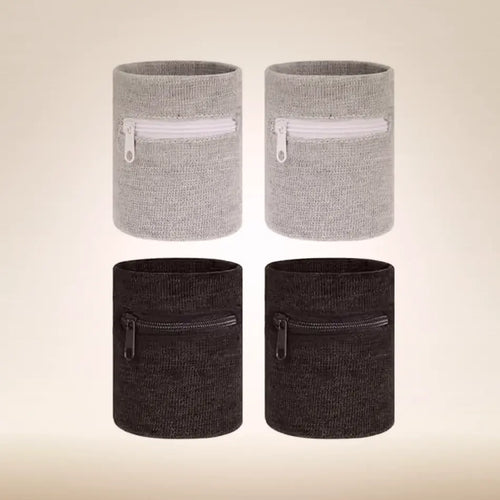 4Pcs Wrist Wallet for Men Wrist Sweat Bands with Zipper Wristband Pocket Sports Absorb Sweat Wristbands for Women Running Hiking Workout Key Holder for Gym Sports Running Walking Hiking Travel