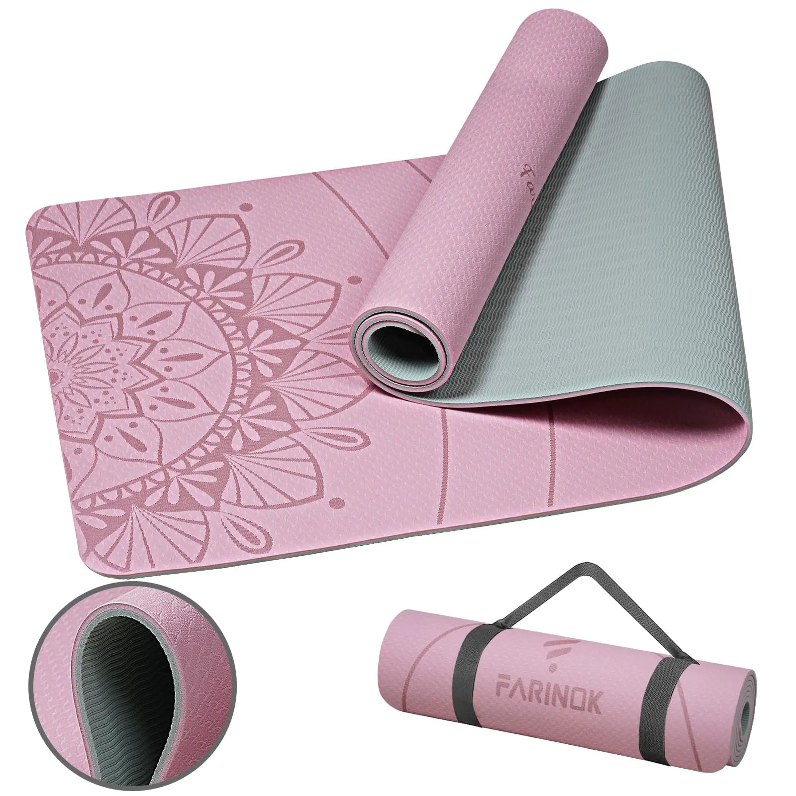 Yoga Mat Pink Extra Thick 8MM High Density Exercise Mats Non Slip for Home Workout Pilates Mat with Strap for Women Men Eco Friendly Mat Thick