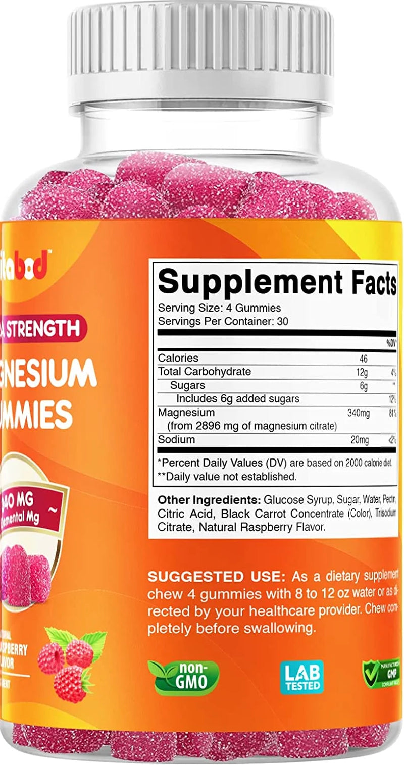 Extra Strength Magnesium Gummies, Supports Nerve Health, Bone Health, Muscle Health - 120 Gummies