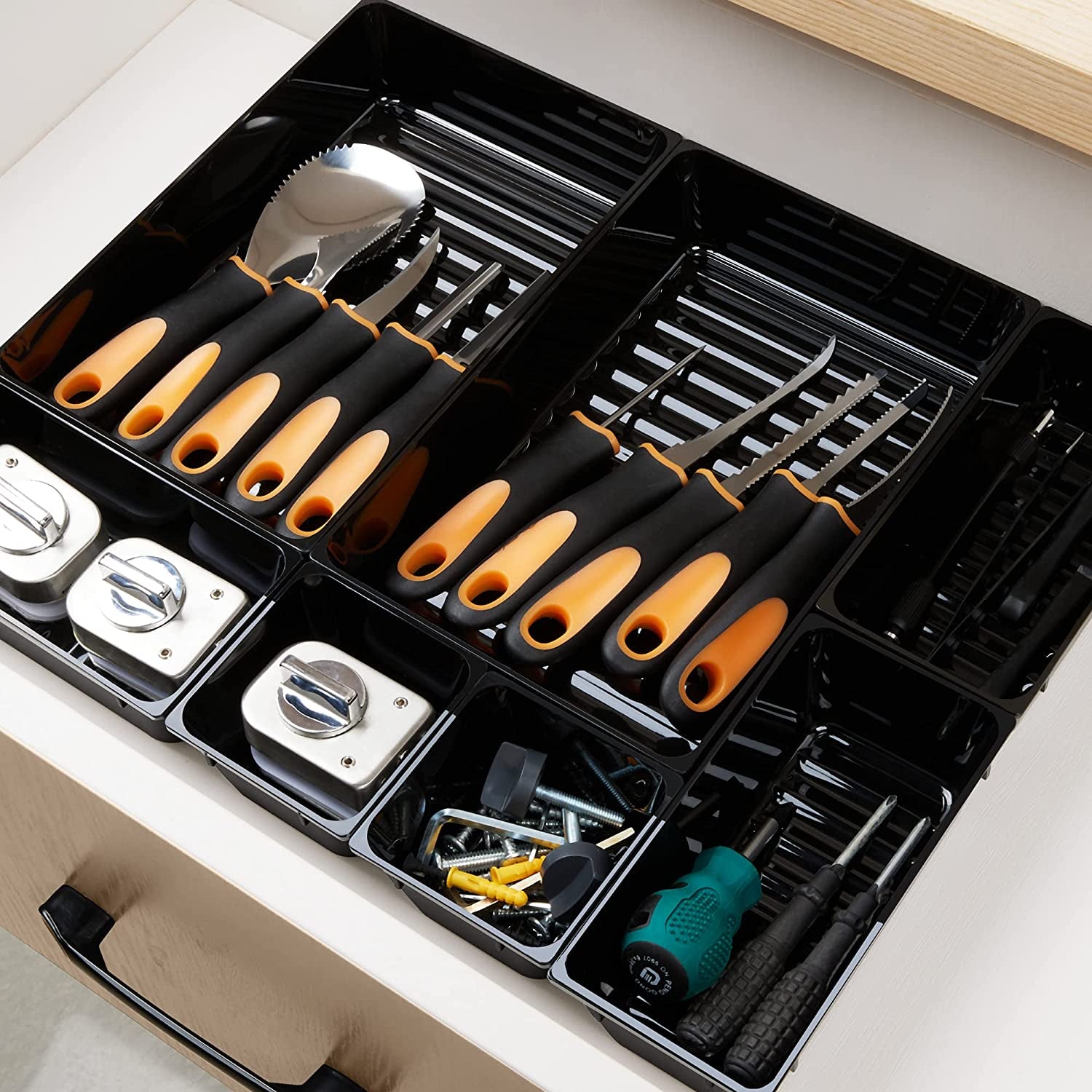 23 Pack Desk Drawer Organizers, 4 Sizes Office Desk Organizer Tray Bins, Office Organizer with Non-Slip Pads for Home Organization and Storage